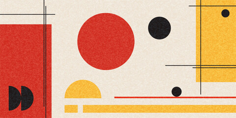 Poster - Brutalism backdrop with abstract geometric shapes and forms. Retro design wallpaper. Vector art, vintage figures and flat decorations.