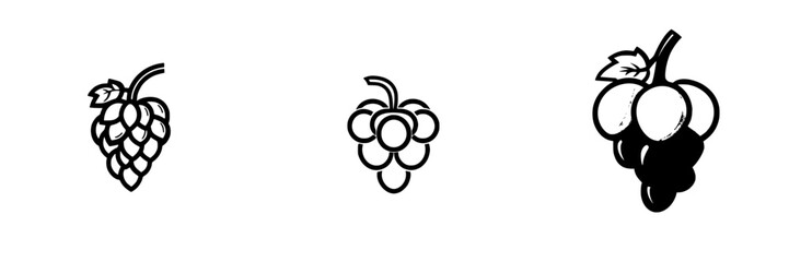 Poster - Black icons depicting various grape types in a modern graphic style for illustrative purposes