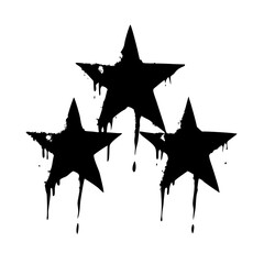 Poster - Three dripping paint stars isolated on white background