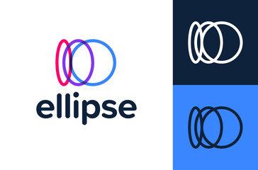 Fototapete - abstract ellipse logotype. Letter O Creative waves curving rings circles logo design template. Universal colorful lines creative vector icon sign logotype isolated on white background