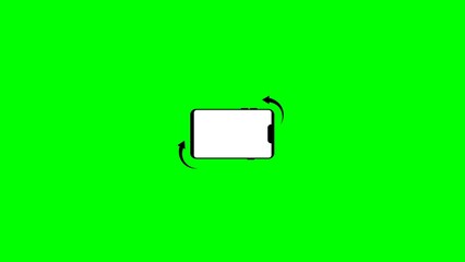 Poster - Smartphone screen rotation demonstration on a green background with arrows indicating the display orientation adjustment for digital media