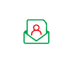 Poster - Email with person icon inside a green envelope illustration