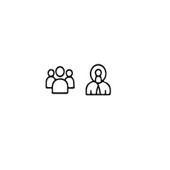 Poster - A simple line drawing of a group and a single person icon