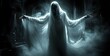 © Pandora arts - Mysterious Ghost woman in a Haunted Atmosphere in Dark Foggy Background AI Generated