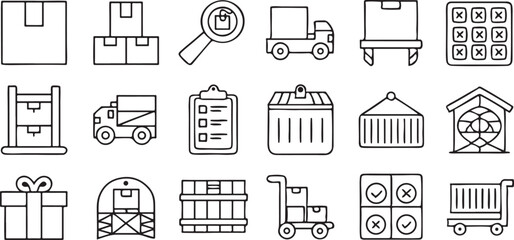 Poster - Inventory Management Icons Set Editable Black Line Style for Product and Warehouse Control