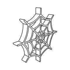 Poster - The outline of a large spider web symbol is made with black lines. 3D view of the object in perspective. Vector illustration on white background