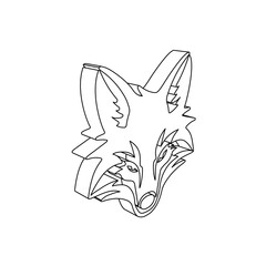 Poster - The outline of a large fox's head symbol is made with black lines. 3D view of the object in perspective. Vector illustration on white background