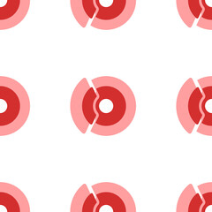 Poster - Seamless pattern of large isolated red auto brakess. The elements are evenly spaced. Illustration on light red background