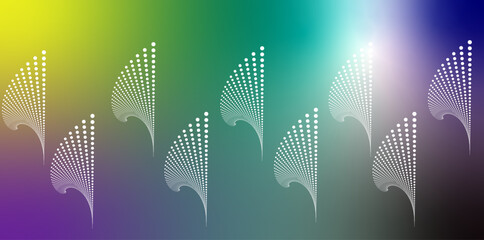 Aufkleber - Abstract background with gradient colors and repeating white dotted fan like shapes pattern design element