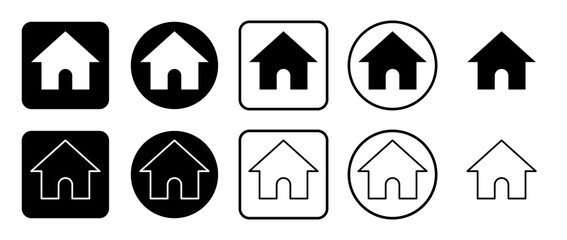 Poster - Icon set of kennel symbol. Filled, outline, black and white icons set, flat style.  Illustration on transparent background