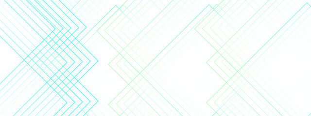 Poster - Abstract minimal background with overlapping translucent linear shapes forming diamond and chevron patterns. Gradient tones of aqua, cyan, and light green  futuristic, and geometric aesthetic