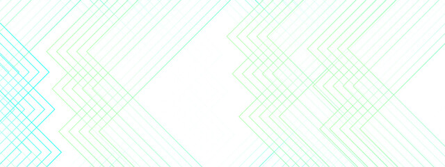 Poster - Abstract minimal background with overlapping translucent linear shapes forming diamond and chevron patterns. Gradient tones of aqua, cyan, and light green  futuristic, and geometric aesthetic