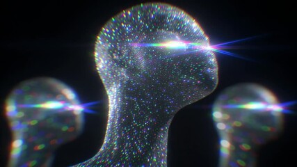 Poster - Brilliant Holographic Figures in a Dark Environment Generative AI