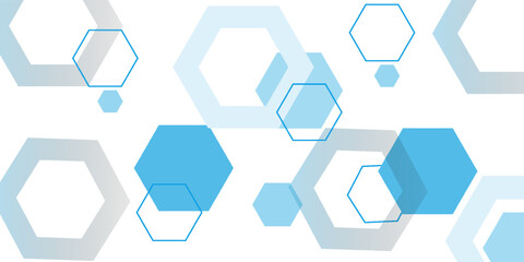 Fototapete - Abstract blue hexagon banner background.