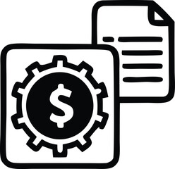 Poster - Financial management and operational efficiency represented by a gear with a dollar sign and a document icon