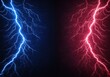 © warunthorn - Electric Bolt Background in Blue and Red with Glowing Effect