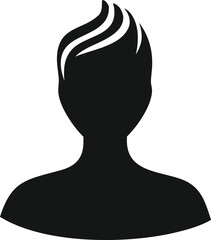 Poster - Stylized black silhouette of a person with a distinctive swirled hairstyle on a white background