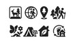 © BlaBla Car - Hiking and nature silhouette icon set. adventure, outdoors, camping silhouette collection