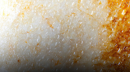 Poster - Close up view of textured surface with water droplets, showcasing blend of white and rust colors, creating unique visual