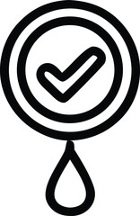 Leinwandbilder - Abstract black and white graphic symbol featuring concentric circles with a checkmark inside and a teardrop shape below