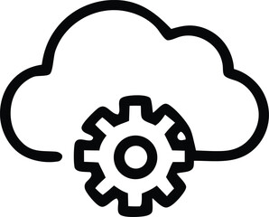 Poster - Cloud computing icon with a gear symbol representing settings configuration and operational processes within the digital infrastructure
