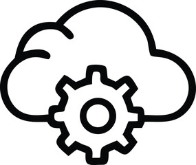 Poster - Cloud computing gear icon symbolizing data processing system configuration and operational mechanics within digital networks and services