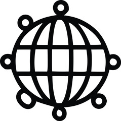 Poster - Stylized black and white globe icon with interconnected circles representing global connection and network communication
