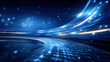 © javu - Digital abstract background with blue light streaks and dots creating futuristic logistics storage solutions concept with dynamic motion
