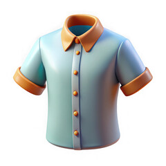 Aufkleber - Stylized cartoon short sleeve button up shirt with orange collar and cuffs isolated on transparent background