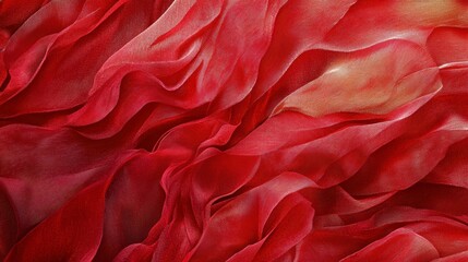 Poster - Abstract red fabric texture with soft, flowing waves and folds.