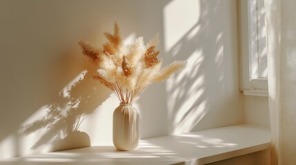 Poster - Floral arrangement with soft shadows cast by sunlight in a cozy room setting during the afternoon