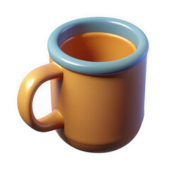 Aufkleber - Stylized 3d render of a smooth orange ceramic mug with a light blue rim and handle isolated on transparent background