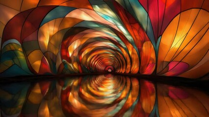 Poster - Colorful abstract painting reflected in calm water