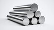 © wilson - 3D rendered stainless steel round bar with polished surface, metallic industrial material for construction or machinery, shiny metal rod isolated on white background