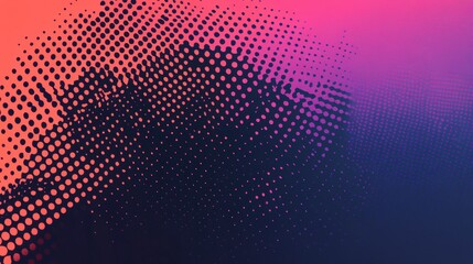 Poster - Abstract halftone pattern in pink, purple, and dark blue.