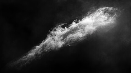 Poster - Abstract monochrome image of swirling white smoke against a black background.