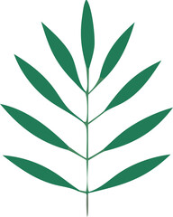 Poster - A stylized green leaf with multiple pointed leaflets emerging symmetrically from a central stem against a clean white background