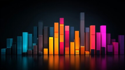 Aufkleber - A modern bar graph displaying quarterly revenue growth, with vibrant bars and an elegant layout, symbolizing success in business finance.