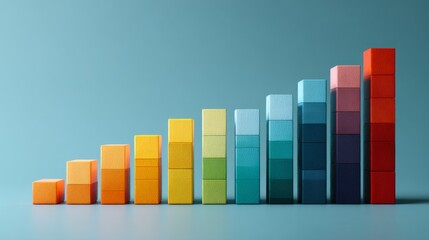 Poster - A professional bar chart with bold, colorful bars rising in front of a clean, minimalist grid background, symbolizing financial performance and growth