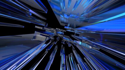 Fototapete - Shiny blue lines abstract background
