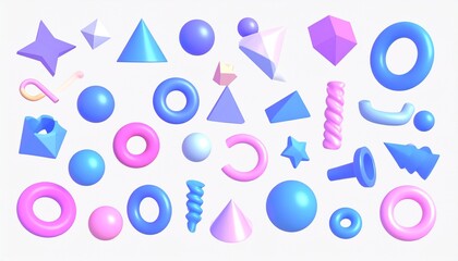 Leinwandbilder - geometric shapes and a geometric holographic 3D vector icon set._half square,cross,