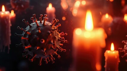 Poster - A group of lit candles in various shapes and sizes