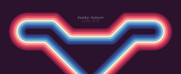 Poster - A simple abstract 1980s-style background with colorful lines in a futuristic retro aesthetic. Vector illustration.