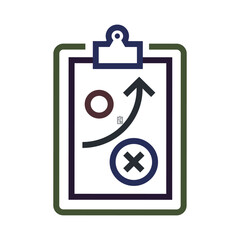 Poster - clipboard with a strategic plan depicting an arrow and circle symbols
