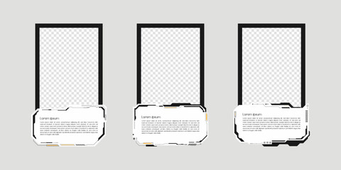 Poster - Collection of player frames template. Cyberpunk style. Game card frame mockup template design.