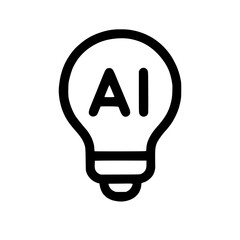 Poster - Minimalist Outline Lightbulb Artificial Intelligence Concept Idea Line Icon