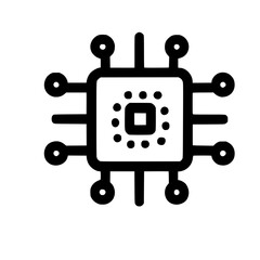 Poster - Outline Simple Microchip Technology Central Processing Unit Processor Icon