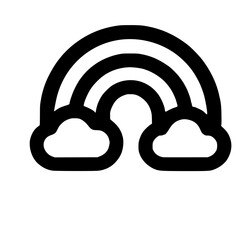 Poster - Simple Line Rainbow with Cloud Weather Element Sign Shape Icon