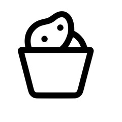 Poster - Minimalist Outline Dip Sauce Bowl Condiment Food Icon Isolated