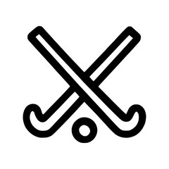 Poster - Simple Line Art Crossed Hockey Sticks and Puck Sports Icon